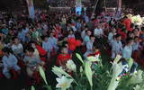 Sân khấu độc đáo làm từ hơn 10.000 bông hoa loa kèn tại Viện Huyết học